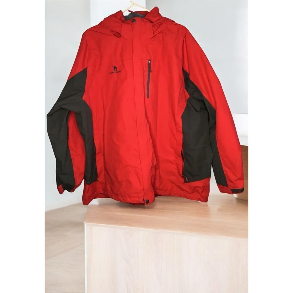 CAMEL Crown Mens 3XL XXXL Jacket‎ Red Gray Full Zip Windbreaker Colorblock Shell